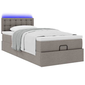 Οθωμανικό κρεβάτι με στρώμα & LEDs Taupe 90x200 cm ύφασμα