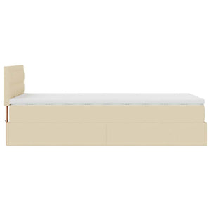 Οθωμανικό κρεβάτι με στρώμα & LEDs Cream 90x200 cm Ύφασμα