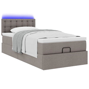 Οθωμανικό κρεβάτι με στρώμα & LEDs Taupe 100x200 cm Ύφασμα
