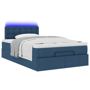 Οθωμανικό κρεβάτι με στρώμα & LEDs Μπλε 120x190cm ύφασμα