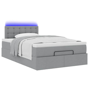 Οθωμανικό κρεβάτι με στρώμα & LEDs Ανοιχτό γκρι Ύφασμα - Pakobazaar