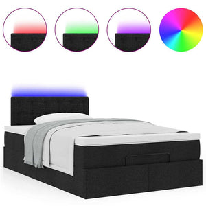 Οθωμανικό κρεβάτι με στρώμα & LEDs Μαύρο 120x200 cm Ύφασμα - Pakobazaar