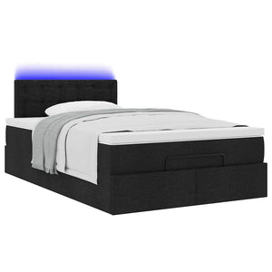 Οθωμανικό κρεβάτι με στρώμα & LEDs Μαύρο 120x200 cm Ύφασμα - Pakobazaar