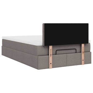 Οθωμανικό κρεβάτι με στρώμα & LEDs Taupe 120x200cm ύφασμα - Pakobazaar