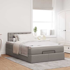 Οθωμανικό κρεβάτι με στρώμα & LEDs Taupe 120x200cm ύφασμα - Pakobazaar
