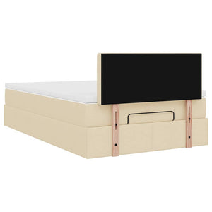 Οθωμανικό κρεβάτι με στρώμα & LEDs Cream 120x200cm ύφασμα - Pakobazaar