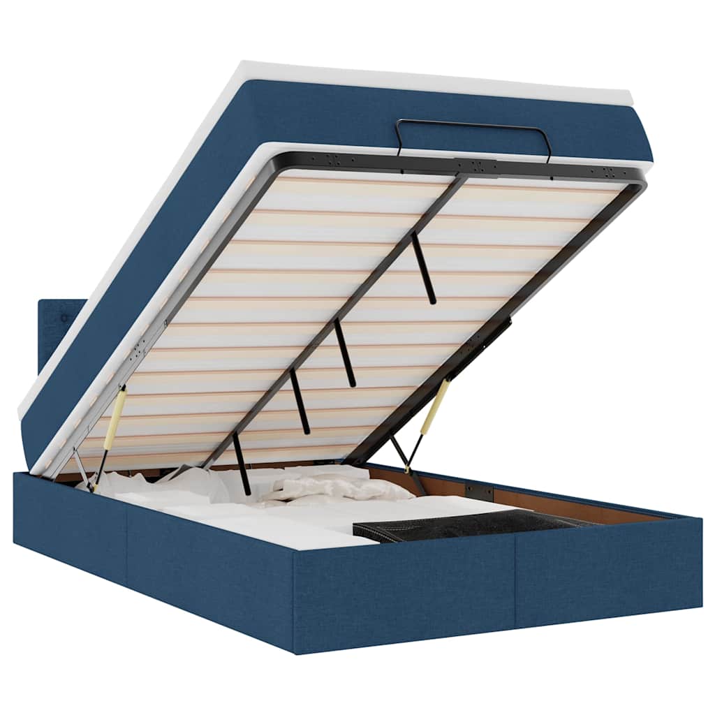 Οθωμανικό κρεβάτι με στρώμα & LEDs Μπλε 120x200 cm Ύφασμα - Pakobazaar