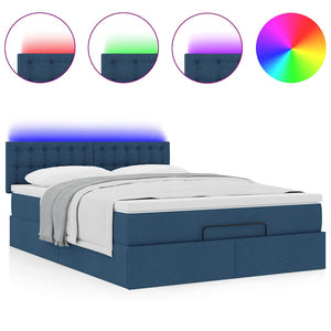 Οθωμανικό κρεβάτι με στρώμα & LEDs Μπλε 140x200cm ύφασμα - Pakobazaar