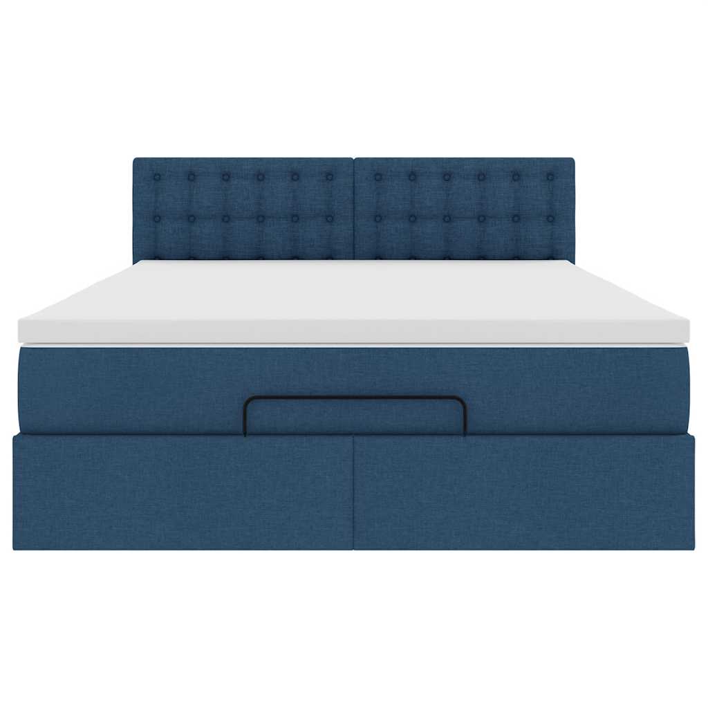 Οθωμανικό κρεβάτι με στρώμα & LEDs Μπλε 140x200cm ύφασμα - Pakobazaar