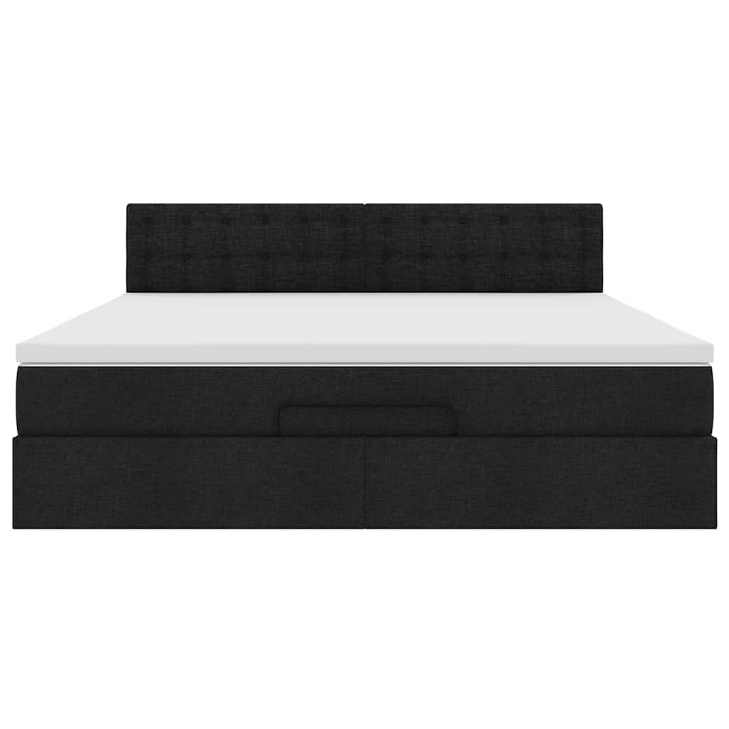 Οθωμανικό κρεβάτι με στρώμα & LEDs Μαύρο ύφασμα 160x200cm - Pakobazaar