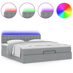 Οθωμανικό κρεβάτι με στρώμα&LEDs Ανοιχτό γκρι 180x200cm ύφασμα - Pakobazaar