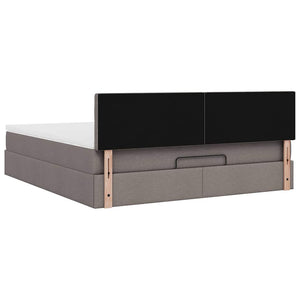 Οθωμανικό κρεβάτι με στρώμα & LEDs Taupe 180x200cm ύφασμα - Pakobazaar