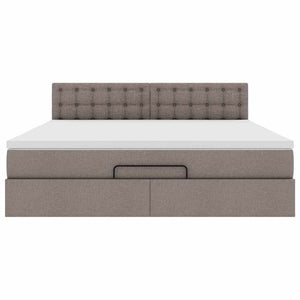 Οθωμανικό κρεβάτι με στρώμα & LEDs Taupe 180x200cm ύφασμα - Pakobazaar