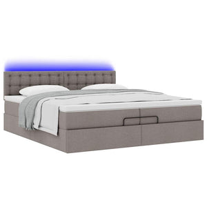 Οθωμανικό κρεβάτι με στρώματα & LEDs Taupe 200x200cm ύφασμα - Pakobazaar