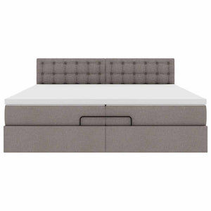 Οθωμανικό κρεβάτι με στρώματα & LEDs Taupe 200x200cm ύφασμα - Pakobazaar