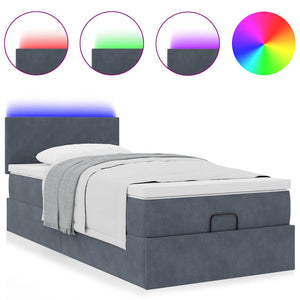 Οθωμανικό κρεβάτι με στρώμα & LEDs Dark Grey 80x200cm Velvet - Pakobazaar