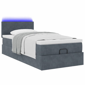 Οθωμανικό κρεβάτι με στρώμα & LEDs Dark Grey 80x200cm Velvet - Pakobazaar