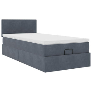 Οθωμανικό κρεβάτι με στρώμα & LEDs Dark Grey 80x200cm Velvet - Pakobazaar