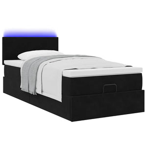 Οθωμανικό κρεβάτι με στρώμα & LEDs Μαύρο 80x200cm Velvet - Pakobazaar