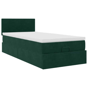 Οθωμανικό κρεβάτι με στρώμα & LEDs Dark Green 80x200cm Velvet