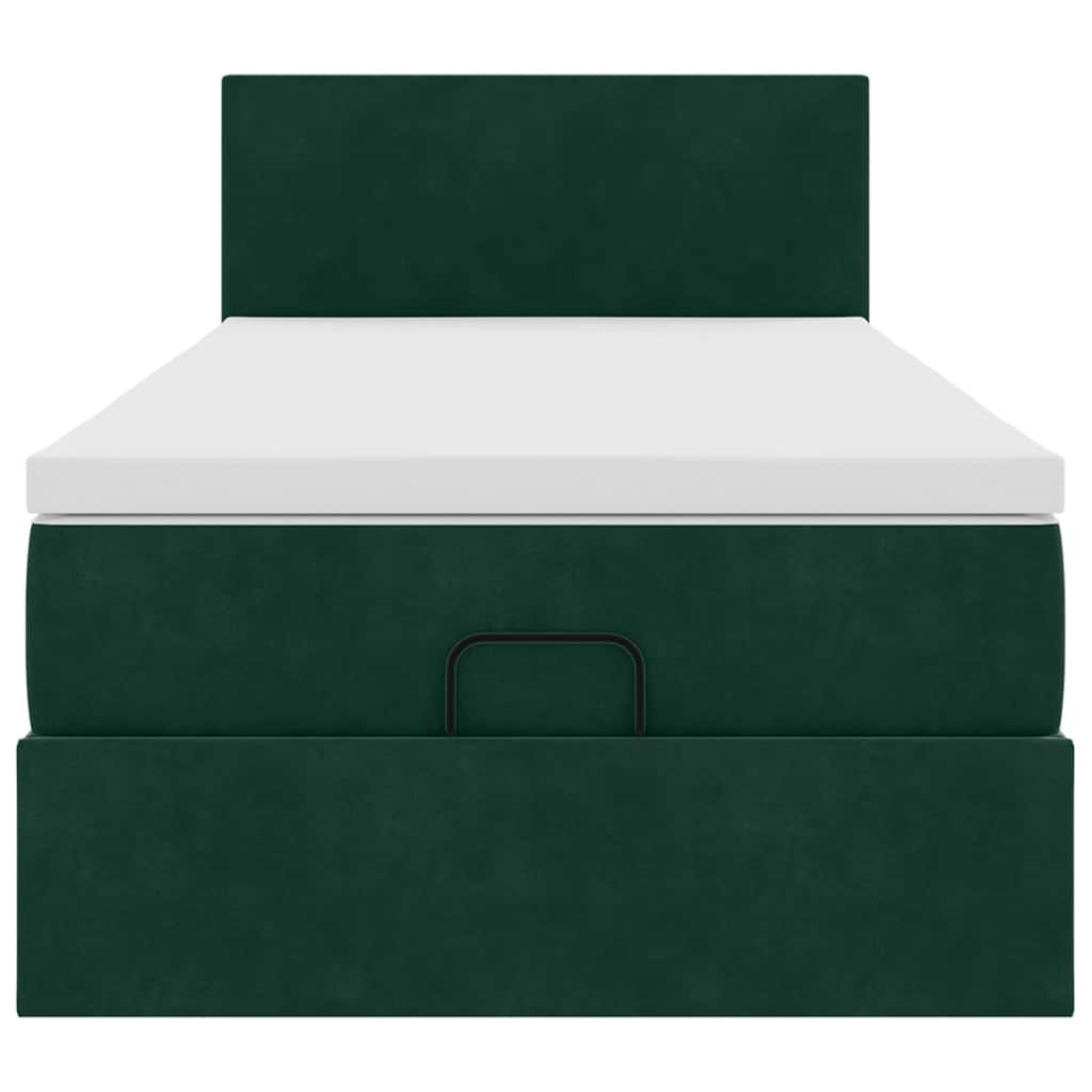 Οθωμανικό κρεβάτι με στρώμα & LEDs Dark Green 80x200cm Velvet