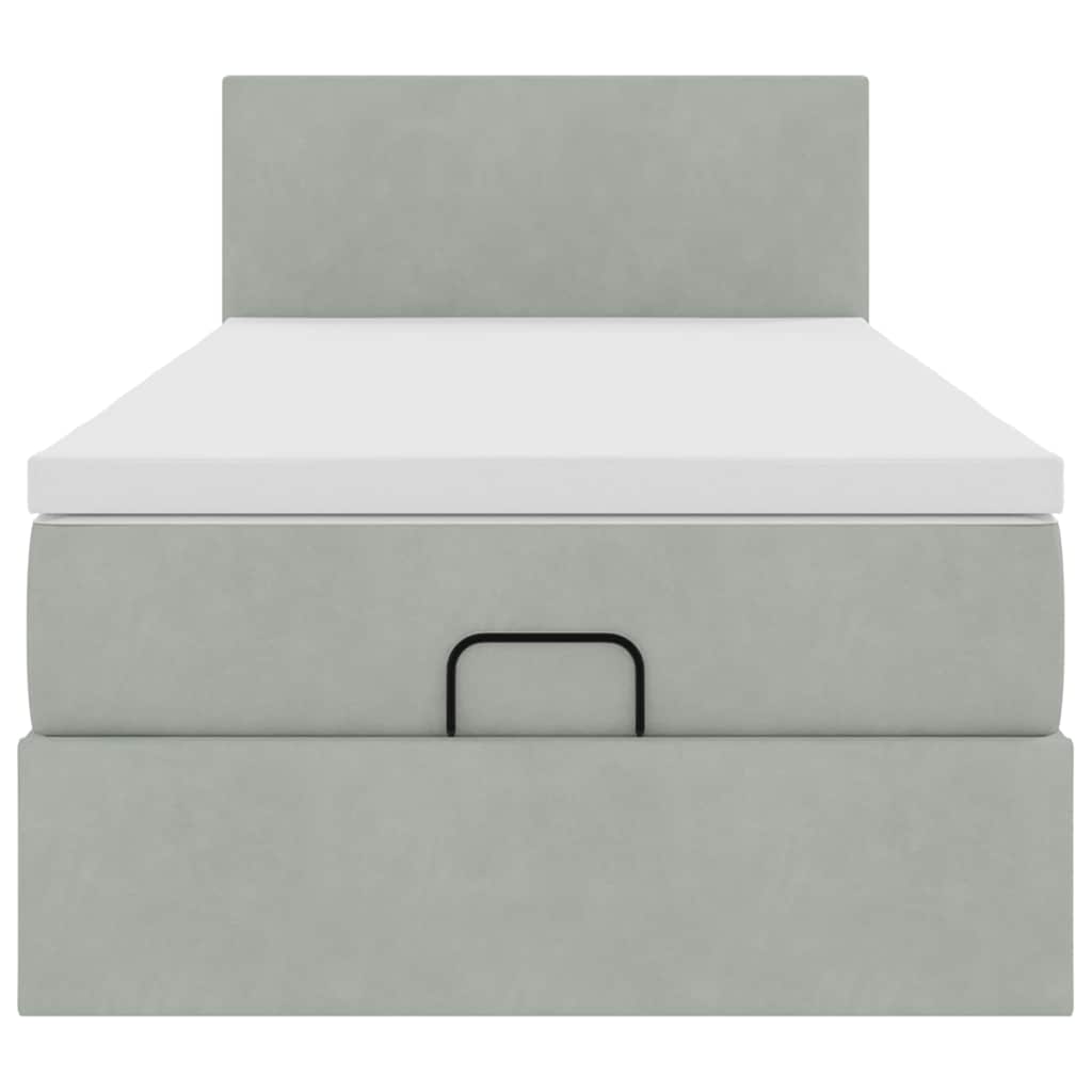 Οθωμανικό κρεβάτι με στρώμα&LEDs Ανοιχτό γκρι 90x190cm Βελούδο - Pakobazaar