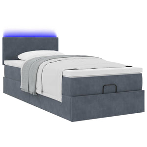 Οθωμανικό κρεβάτι με στρώμα & LEDs Σκούρο γκρι 90x190cm Velvet - Pakobazaar