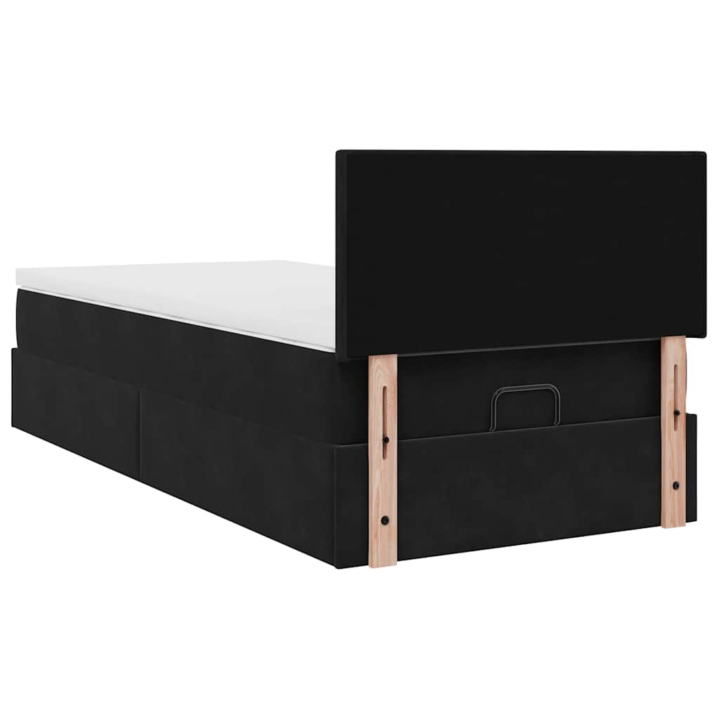 Οθωμανικό κρεβάτι με στρώμα & LEDs Μαύρο 90x190cm Velvet - Pakobazaar