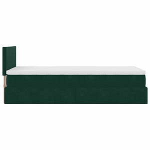 Οθωμανικό κρεβάτι με στρώμα & LEDs Dark Green 90x190cm Velvet - Pakobazaar
