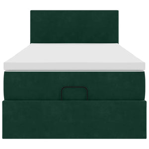 Οθωμανικό κρεβάτι με στρώμα & LEDs Dark Green 100x200cm Velvet