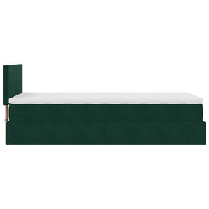 Οθωμανικό κρεβάτι με στρώμα & LEDs Dark Green 100x200cm Velvet