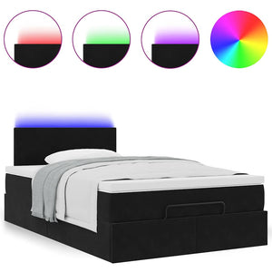 Οθωμανικό κρεβάτι με στρώμα & LEDs Μαύρο 120x190cm Velvet - Pakobazaar