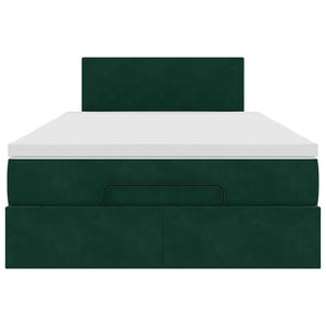 Οθωμανικό κρεβάτι με στρώμα & LEDs Dark Green 120x190cm Velvet