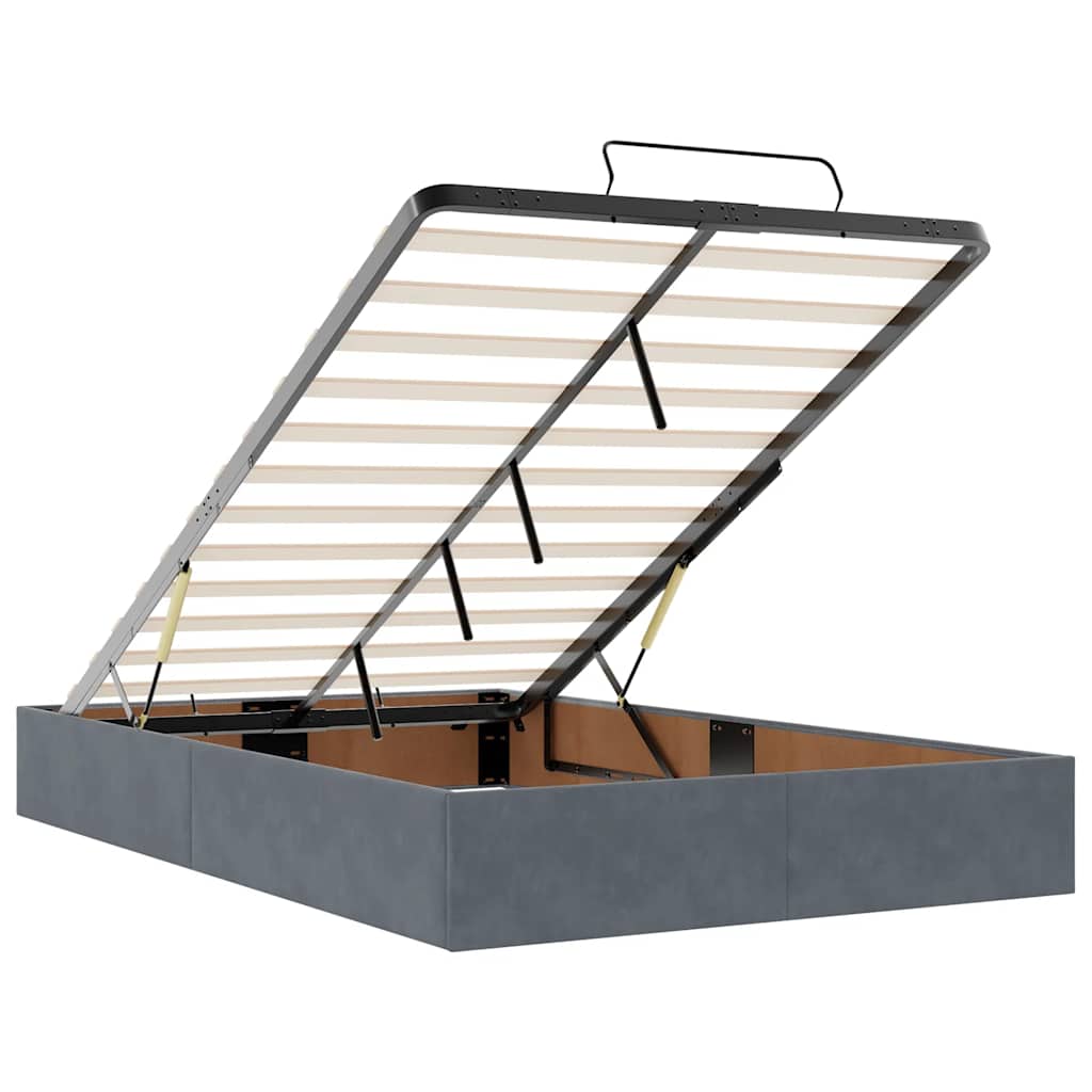 Οθωμανικό κρεβάτι με στρώμα & LEDs Σκούρο γκρι 120x200cm Velvet - Pakobazaar