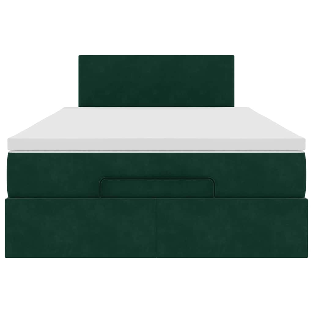 Οθωμανικό κρεβάτι με στρώμα & LEDs Dark Green 120x200cm Velvet - Pakobazaar
