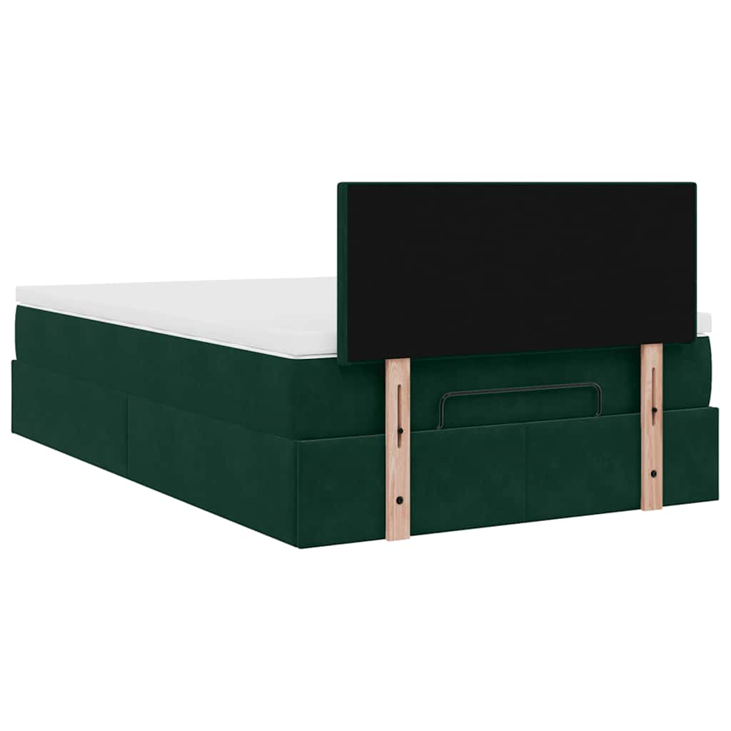 Οθωμανικό κρεβάτι με στρώμα & LEDs Dark Green 120x200cm Velvet - Pakobazaar