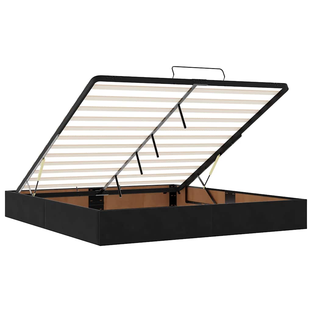 Οθωμανικό κρεβάτι με στρώμα & LEDs Μαύρο 160x200cm Velvet - Pakobazaar