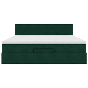 Οθωμανικό κρεβάτι με στρώμα & LEDs Dark Green 180x200cm Velvet