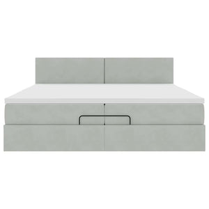 Οθωμανικό κρεβάτι με στρώματα & LEDs Ανοιχτό γκρι Βελούδο - Pakobazaar