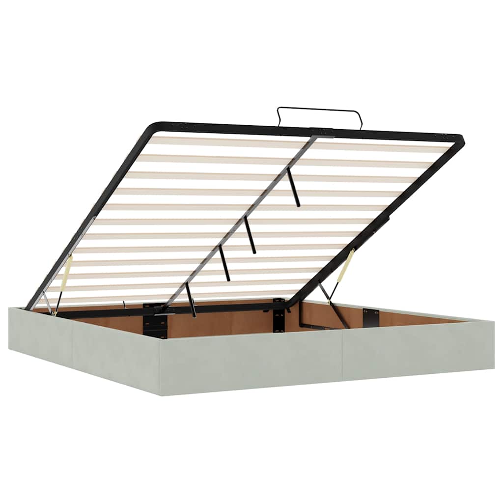 Οθωμανικό κρεβάτι με στρώματα & LEDs Ανοιχτό γκρι Βελούδο - Pakobazaar