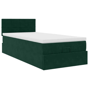 Οθωμανικό κρεβάτι με στρώμα & LEDs Dark Green 80x200cm Velvet - Pakobazaar