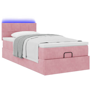 Οθωμανικό κρεβάτι με στρώμα & LEDs Ροζ 80x200cm Velvet - Pakobazaar