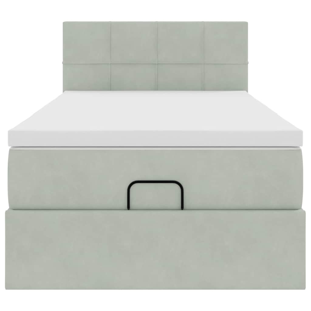 Οθωμανικό κρεβάτι με στρώμα&LEDs Ανοιχτό γκρι 90x190cm Βελούδο - Pakobazaar