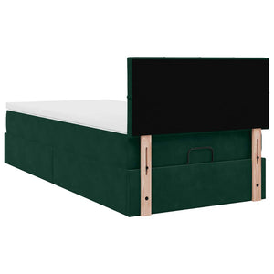 Οθωμανικό κρεβάτι με στρώμα & LEDs Dark Green 90x200cm Velvet - Pakobazaar