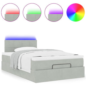 Οθωμανικό κρεβάτι με στρώμα&LEDs Ανοιχτό γκρι 120x190cm Βελούδο - Pakobazaar