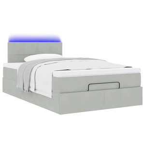 Οθωμανικό κρεβάτι με στρώμα&LEDs Ανοιχτό γκρι 120x190cm Βελούδο - Pakobazaar
