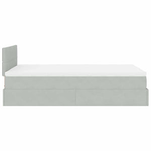 Οθωμανικό κρεβάτι με στρώμα&LEDs Ανοιχτό γκρι 120x190cm Βελούδο - Pakobazaar