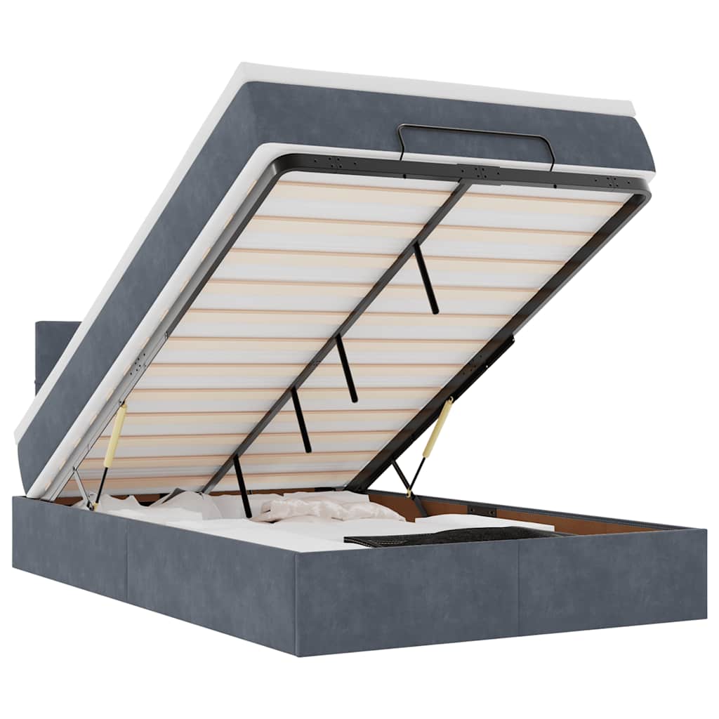 Οθωμανικό κρεβάτι με στρώμα & LEDs Σκούρο γκρι 120x190cm Velvet - Pakobazaar