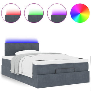Οθωμανικό κρεβάτι με στρώμα & LEDs Σκούρο γκρι 120x190cm Velvet - Pakobazaar