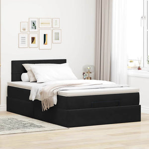 Οθωμανικό κρεβάτι με στρώμα & LEDs Μαύρο 120x190cm Velvet - Pakobazaar